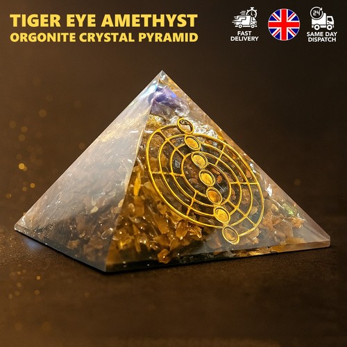 Tiger eye crystal pyramid - tiger,