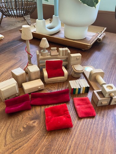 Wooden dolls house furniture - wooden,