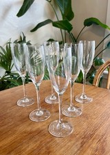 Set of Six Champagne Flutes Made In France Clear Glass Excellent Condition