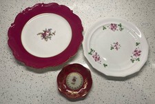 Floral Vintage Plates, One Zeh Scherzer Bavaria And Two Unbranded