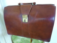 Vintage Brown Leather Gladstone Doctors Lawyer Brief Case, Attache Case, Office