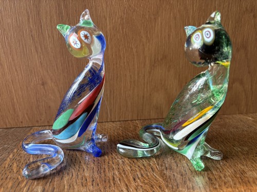 Murano art glass cat - 2, x