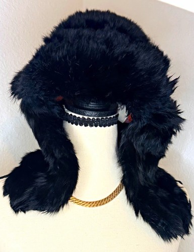 Mad bomber black rabbit fur - bomber,