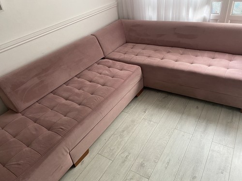 Dark pink suede fabric - , sofa