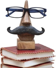 Hand Carved Wooden Spectacle Holder with an Amusing Mustache Home Decorati 2pk