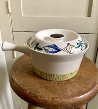 Vintage 1950s STAVANGERFLINT Flamingo ILDFAST NORWAY CASSEROLE Dish handle lid 