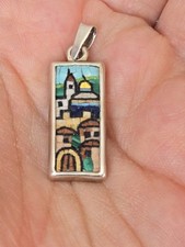 Jerusalem Old City Micro Mosaic Sterling Silver Pendant
