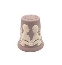 Wedgwood Jasperware Thimble White on Lilac Prince Charles and Lady Diana Wedding