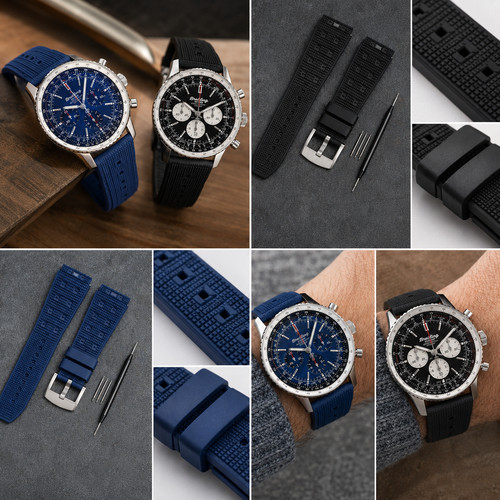 Black fkm fluoro rubber strap - rubber,