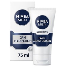 NIVEA MEN Sensitive Face Moisturiser (75ml), Men's Moisturiser with 0% Alcohol