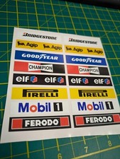Scalextric Slot Car Decal Sticker Sheet - Model Racing 1/32 1/24 - 16x Stickers