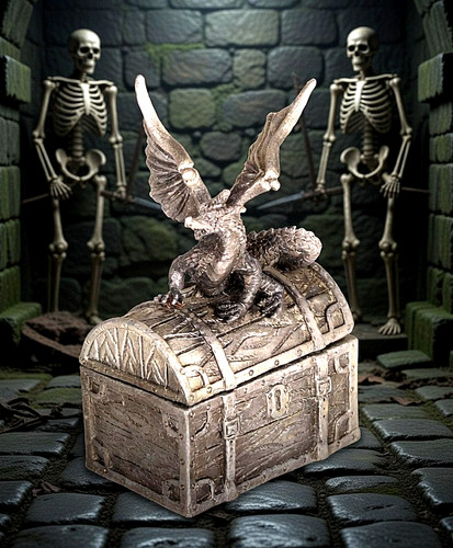 Dragon chest small cast - dragon, pewter