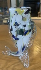 STUNNING VINTAGE MURANO GLASS FISH VASE. 17cm