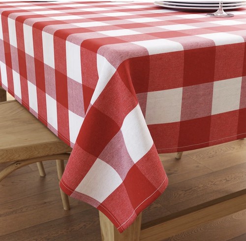 Red white check gingham table - red,