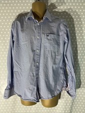 Mens Crew Clothing Size Medium Blue Stripe Long Sleeve Classic Fit Smart Shirt