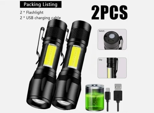 2pcs 2000lm usb rechargeable - 2pcs,