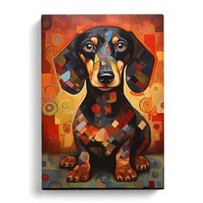 Dachshund Contemporary Canvas Wall Art Print Framed Picture Decor Living Room