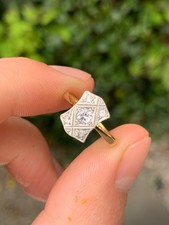18ct gold platinum white sapphire ring art deco 1920s