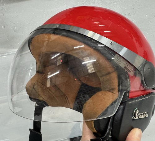 Vespa red helmet leather - vespa,