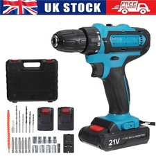 2 Battery 21V Cordless Drill Combi Driver High Power Electric Screwdriver Set uk