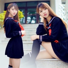 Japanese Uniform Dress Girl High School Sailor Costume Cosplay Party Summer