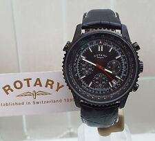 ROTARY Mens Watch Pilot style Chronograph RRP £190 Genuine Boxed (r40