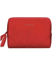 Clarins Red Velvet Makeup Case Skincare Travel Cosmetics Bag STAR - Brand New