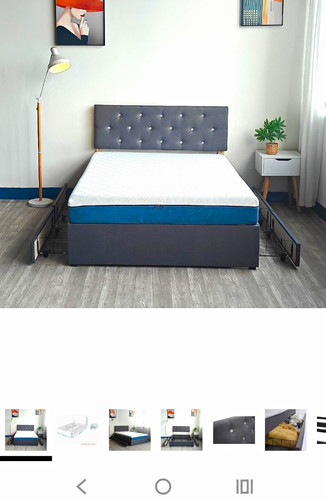 Grey fabric upholstered - fabric, double