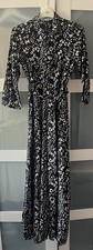 Zara Marilyn Black Cream Animal Print Maxi Shirt Dress Medium