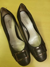 Gabor Ladies Black Leather Mid Heel Lovely Shoes.. Size 5.5.. USED..