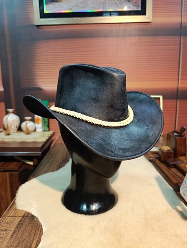 Black western cowboy hat wide - black,