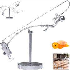 Kinetic Fishing Sculpture, The Fisherman Balancing, Balance Art for Your Space
