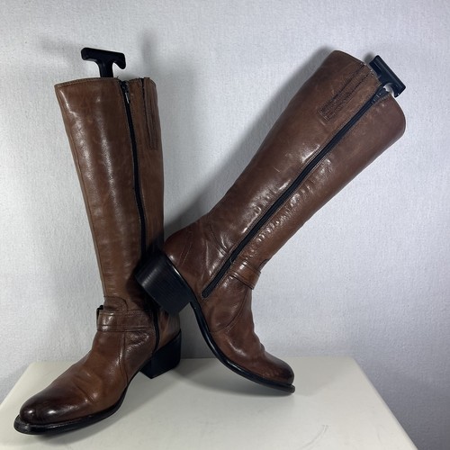 Linea brown leather knee - leather, high