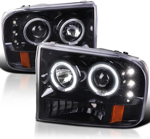 Jet black led halo projector - black,