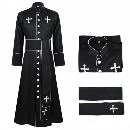 Cross print priest - print, robe
