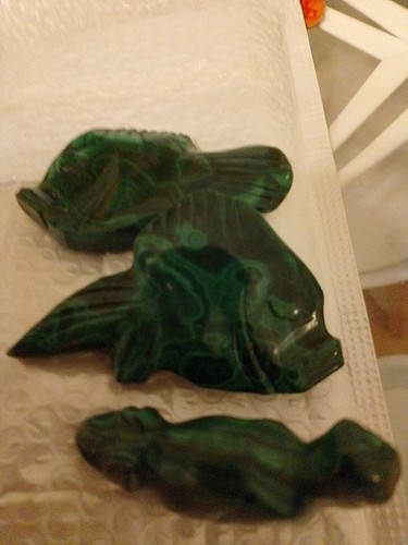 Malachite figurines fish rino - figurines,