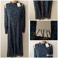ZARA Dress Size M Floral Print Cutout Shoulder Maxi Long Sleeved Women RRP £49
