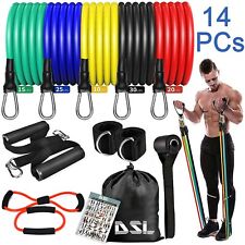 14PCS Set Resistance Bands Workout Exercise Crossfit Fitness Yoga Training Tubes