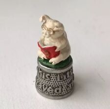 Vintage Pewter Pig Thimble, This Little Piggy stayed at home, Nursery Rhyme Book