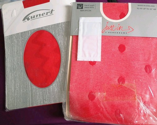 Vintage red patterned tights - red,