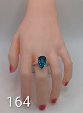 Vintage Silver Paraiba Blue Quarts Ring Size S.