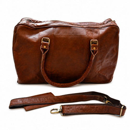 Handmade leather duffle bag - leather,