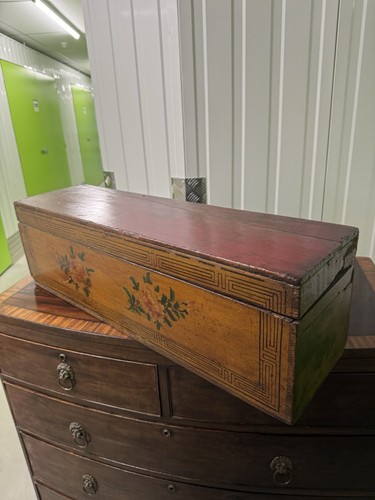 Antique painted lidded box - painted,