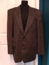 St Michael Pure New Wool Brown Mix Houndstooth Jacket - Size 42 (D1)