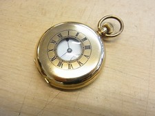 Half Hunter Pocket Watch Gold Plated 7 Jewels Spares Repair W4