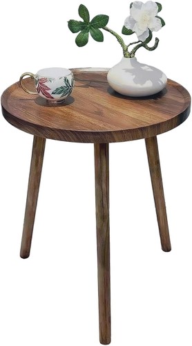 Brown round wood side - side, table