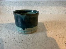 Vintage Hand potted Pot mixed colour glaze marked LM blue pot