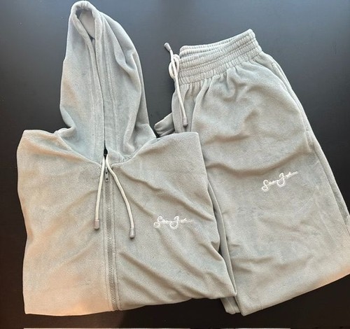 Gray velour hoodie jogger - hoodie,