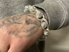 Sterling Silver Men’s Tulip Bracelet 13mm Heavy Gents 925 Full Pattern UK Made