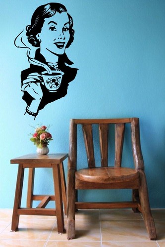 Retro girl with coffee - girl,